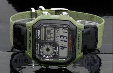 Watch -Casio Aircraft Green AE1200B-3B- ORIGINAL