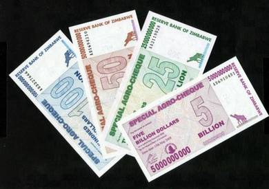 Zimbabwe set of 4 Special AGRO CHEQUE 2008