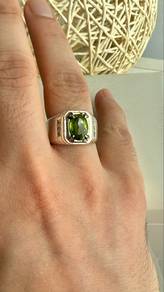 cincin perak asli batu peridot zabarjad