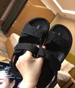Black Quilted Sandals (Chanel Style) vintage