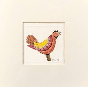 Watercolor Decorative Bird – Signed Shima ’98