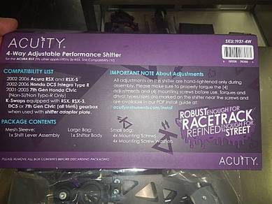 Acuity 4way Adjust Short Shifter DC5 K-SWAP EK9 EG