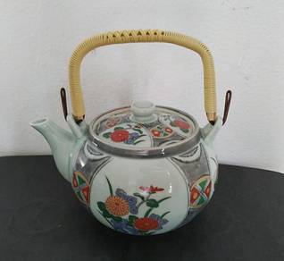 Vintage Japan Teapot Hand Painted Floral Glaze Woo