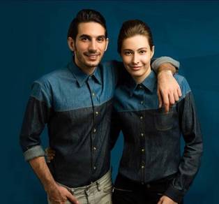 Baju Kemeja Korporat Lelaki Denim Uniform 2 Warna