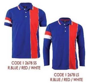 Baju Tshirt kolar POLO Lacoste Royal Blue/Red/Whit