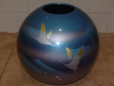 Pasu vintage ceramic round blue vase