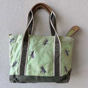 L.L.Bean embroidered tote bag dragonfly design