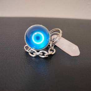 Nazar Eye + Rose Quartz Amulet Keychain