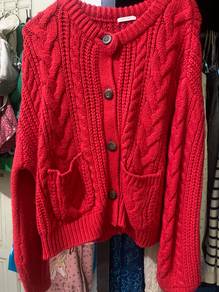 red cardigan
