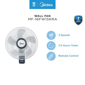 Midea 16" 5 Blade Wall Fan (R/Control) MF16FW15KRA