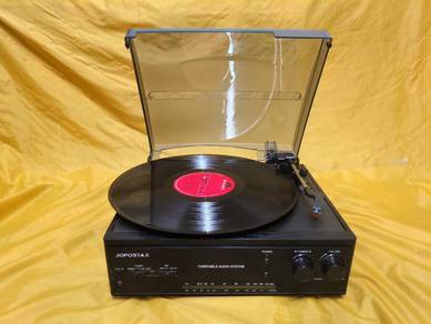 japostar vinyl record player, mesin piring hitam
