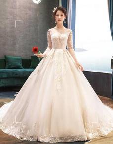 White long sleeve wedding bridal dress gown RB183