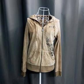 BCBG MAX AZRIA Velour Tracksuit Rhinestones Hoodie