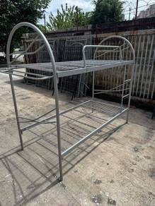Besi Double Decker Single Bed Frame Katil 2 Tingka