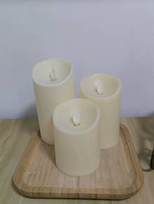 Artificial Candle Set of 3 Flameless Real Wax Cand