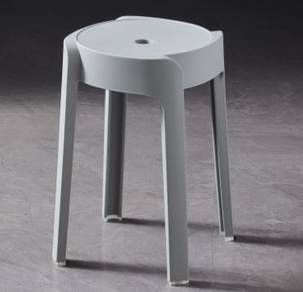 Grey Round Chair Stool Kerusi Living Room Dining