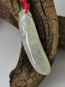Icy Ice Burma Jadeite Jade Eggplant Pendant
