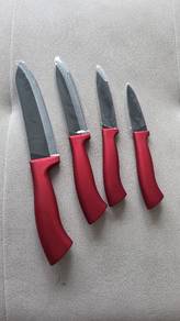 4 Black Ceramic Knife Set With Holder Unused
