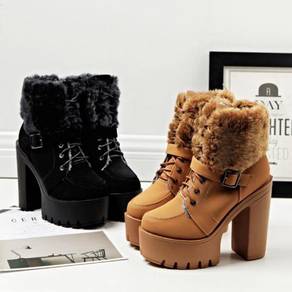 Black brown winter party high heels boots shoe