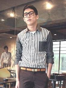 A0524 GREY VERTICAL STRIPE LONG SLEEVE SHiRT