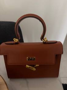 Structured Brown Top Handle Handbag