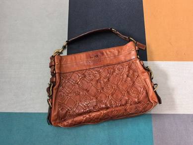 Authentic Coach 12789 Woven Hobo Brown Leather + D