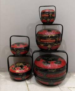 3501 Vintage oriental tiffin carrier basket 5
