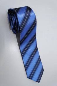 SLIM Blue Black White Top Quality Striped Neck Tie