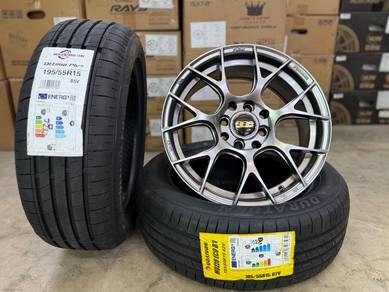 Sport Rim Baru 15 BBS Rev7 Hyper Black Siap Tayar