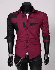 S0589 KEMEJA MERAH GELAP DAK RED MAROON SHiRT