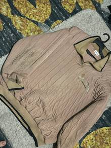 men's top beige sweatshirt quarter-zip collar