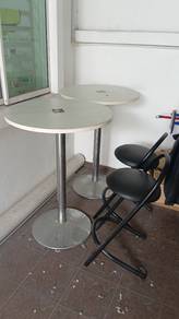 meja bulat bar + 2stool