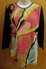 Cheetah Ladies Plus 3/4 Sleeve T-shirt with Abstra