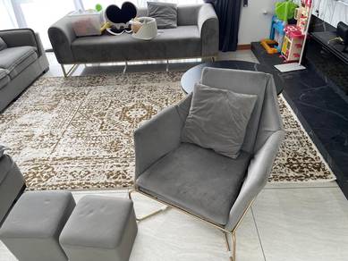 Modern Velvet Accent Lounge Chair + 2 Matching Ott