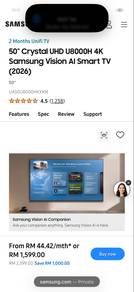 brand new unopen U8000 UHD TV samsung 50”