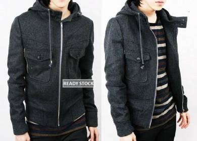 F0342 Grey Quality Hoodie Thick Sweater Men Jacket