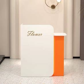 White and Orange Reception Desk