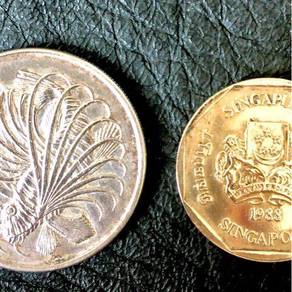 Singapore 50 cents coin 1969 & 1 coin 1988,