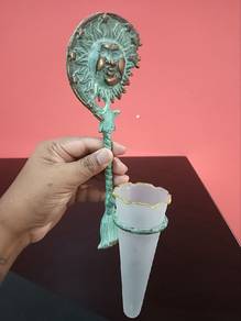 Antique England Brass Patina Wall Sconce with Fros