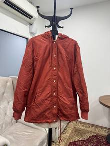 Orange Hooded Jacket with Button Closure