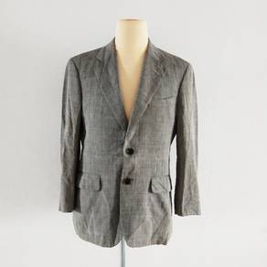 Burberry's Wool &Linen Summer Checked Grey Blazer