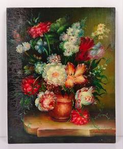 Vintage Floral Oil Painting on Hardboard 5