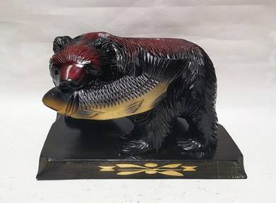 Large Vintage Kibori Kuma Black Bear Carving and