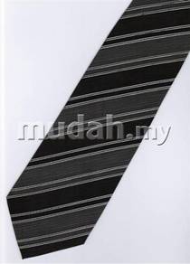 ID1209 Hand Made Men Formal Black Striped Neck Tie