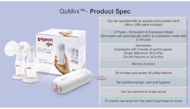 Pigeon GoMini Double Breast Pump with FREEGIFT
