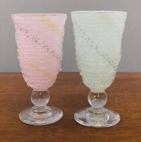 Hand blown crystal footed glass 2