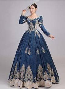 Blue Long Sleeve Victorian Gown Wedding RBMWD0330