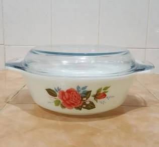 Mangkuk Pyrex cottage rose round casserole bowl