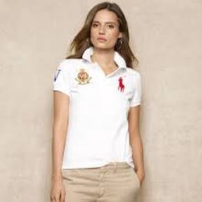 Ralph Lauren Logo Crest Mesh Polo Big Pony  Wnite