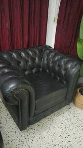 single Sofa Chesterfield leather black 1 only 